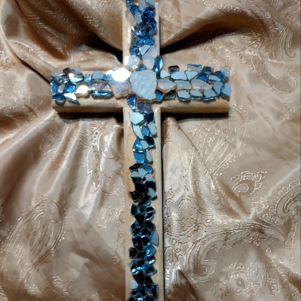 reflective glass mosaic cross